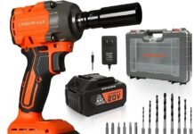 COMOWARE 650N.m (480 ft-lbs) Cordless Impact Wrench, 1/2″ Brushless High Torque Impact Gun, 20V 4.0Ah Battery & Fast Charger, 6 Sockets w/case, 3-Speed Control (0-3000RPM) for Car, Truck RV, Mower